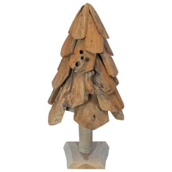 Sapin de Noël avec support Marron 61 cm Bois de teck solide 512800512800