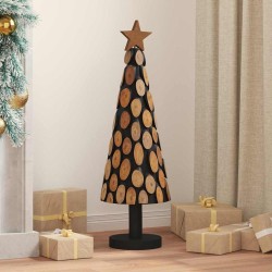 Sapin de Noël avec support Marron 90 cm Bois de teck solide 512801512801