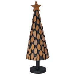 Sapin de Noël avec support Marron 90 cm Bois de teck solide 512801512801