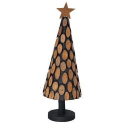 Sapin de Noël avec support Marron 90 cm Bois de teck solide 512801512801