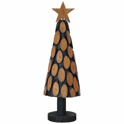 Sapin de Noël avec support Marron 61 cm Bois de teck solide 512802512802