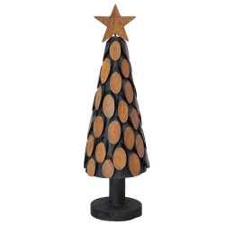Sapin de Noël avec support Marron 61 cm Bois de teck solide 512802512802