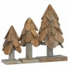 Sapin de Noël avec support 3 pcs Marron Bois de teck solide 512803512803