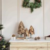 Sapin de Noël avec support 3 pcs Marron Bois de teck solide 512803512803