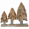 Sapin de Noël avec support 3 pcs Marron Bois de teck solide 512803512803