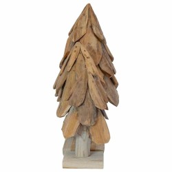Sapin de Noël avec support 3 pcs Marron Bois de teck solide 512803512803
