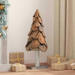 Sapin de Noël avec support Marron 91 cm Bois de teck solide 512804512804