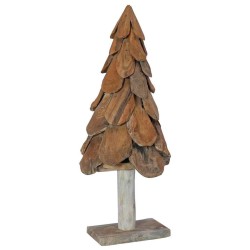 Sapin de Noël avec support Marron 91 cm Bois de teck solide 512804512804
