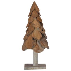 Sapin de Noël avec support Marron 91 cm Bois de teck solide 512804512804