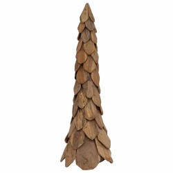 Sapin de Noël avec support Marron 111 cm Bois de teck solide 512805512805