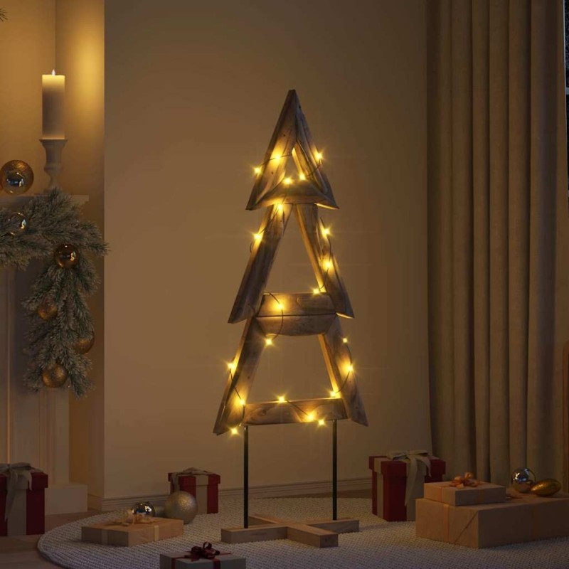 Sapin de Noël avec support Marron 149,5 cm Bois de teck solide 512806512806