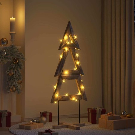 Sapin de Noël avec support Marron 149,5 cm Bois de teck solide 512806512806
