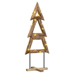 Sapin de Noël avec support Marron 149,5 cm Bois de teck solide 512806512806