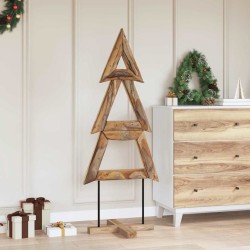 Sapin de Noël avec support Marron 149,5 cm Bois de teck solide 512806512806