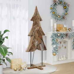 Sapin de Noël avec support Marron 181,5 cm Bois de teck solide 512807512807