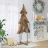 Sapin de Noël avec support Marron 181,5 cm Bois de teck solide 512807512807