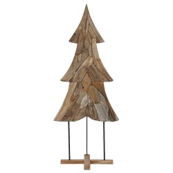 Sapin de Noël avec support Marron 181,5 cm Bois de teck solide 512807512807