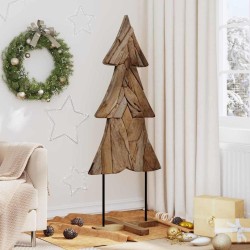 Sapin de Noël avec support Marron 151 cm Bois de teck solide 512809512809