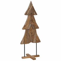 Sapin de Noël avec support Marron 151 cm Bois de teck solide 512809512809