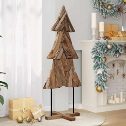 Sapin de Noël avec support Marron 151 cm Bois de teck solide 512809512809
