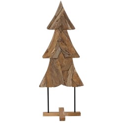 Sapin de Noël avec support Marron 151 cm Bois de teck solide 512809512809