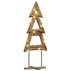 Sapin de Noël avec support Marron 90 cm Bois de teck solide 512810512810