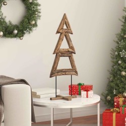 Sapin de Noël avec support Marron 90 cm Bois de teck solide 512810512810