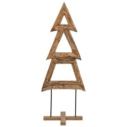Sapin de Noël avec support Marron 90 cm Bois de teck solide 512810512810