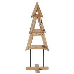 Sapin de Noël avec support Marron 120 cm Bois de teck solide 512811512811