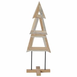 Sapin de Noël avec support Marron 120 cm Bois de teck solide 512811512811