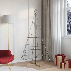 Arbre en cône de Noël avec support Noir 180,5 cm Acier 512841512841