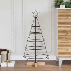 Arbre en cône de Noël avec support Noir 90 cm Acier 512859512859