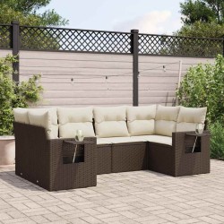 Salon de jardin avec coussins 6 pcs marron résine tressée 512921512921