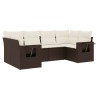 Salon de jardin avec coussins 6 pcs marron résine tressée 512921512921