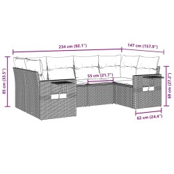 Salon de jardin avec coussins 6 pcs marron résine tressée 512921512921