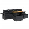 Salon de jardin 6 pcs avec coussins noir résine tressée 512927512927