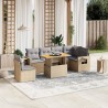 Salon de jardin avec coussins 7 pcs beige résine tressée 512928512928