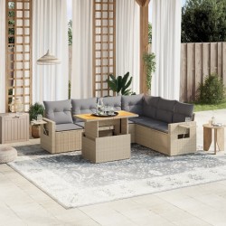 Salon de jardin avec coussins 7 pcs beige résine tressée 512930512930