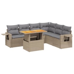 Salon de jardin avec coussins 7 pcs beige résine tressée 512930512930