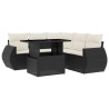 Salon de jardin 6 pcs avec coussins noir résine tressée 512935512935