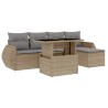 Salon de jardin avec coussins 6 pcs beige résine tressée 512936512936