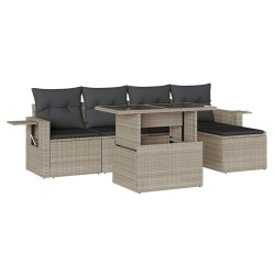Salon de jardin 6 pcs avec coussins gris clair résine tressée 512939512939