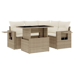 Salon de jardin avec coussins 5 pcs beige résine tressée 512941512941