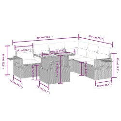 Salon de jardin 7 pcs avec coussins noir résine tressée 512945512945