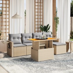 Salon de jardin avec coussins 6 pcs beige résine tressée 512946512946