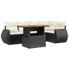 Salon de jardin 6 pcs avec coussins noir résine tressée 512949512949