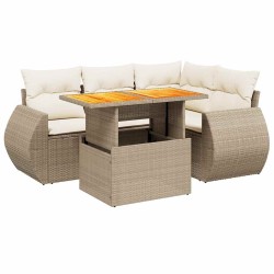 Salon de jardin avec coussins 5 pcs beige résine tressée 512950512950
