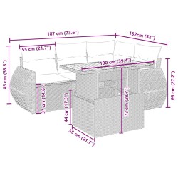 Salon de jardin avec coussins 5 pcs beige résine tressée 512950512950