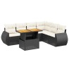 Salon de jardin 7 pcs avec coussins noir résine tressée 512952512952