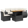 Salon de jardin 6 pcs avec coussins noir résine tressée 512954512954
